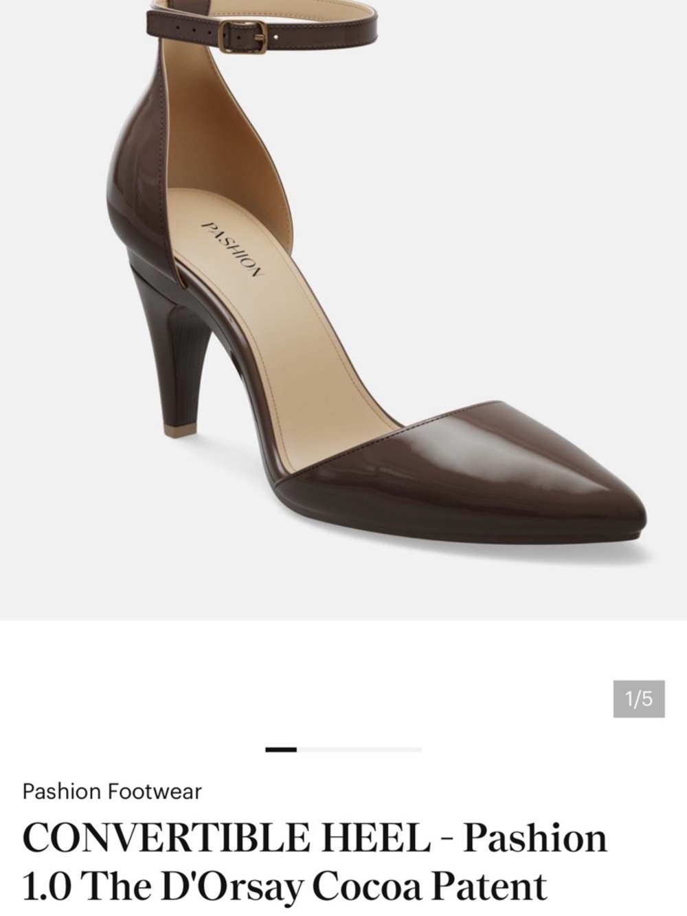 Pashion Footwear Cocoa Patent D'Orsay Ankle-Strap Pump